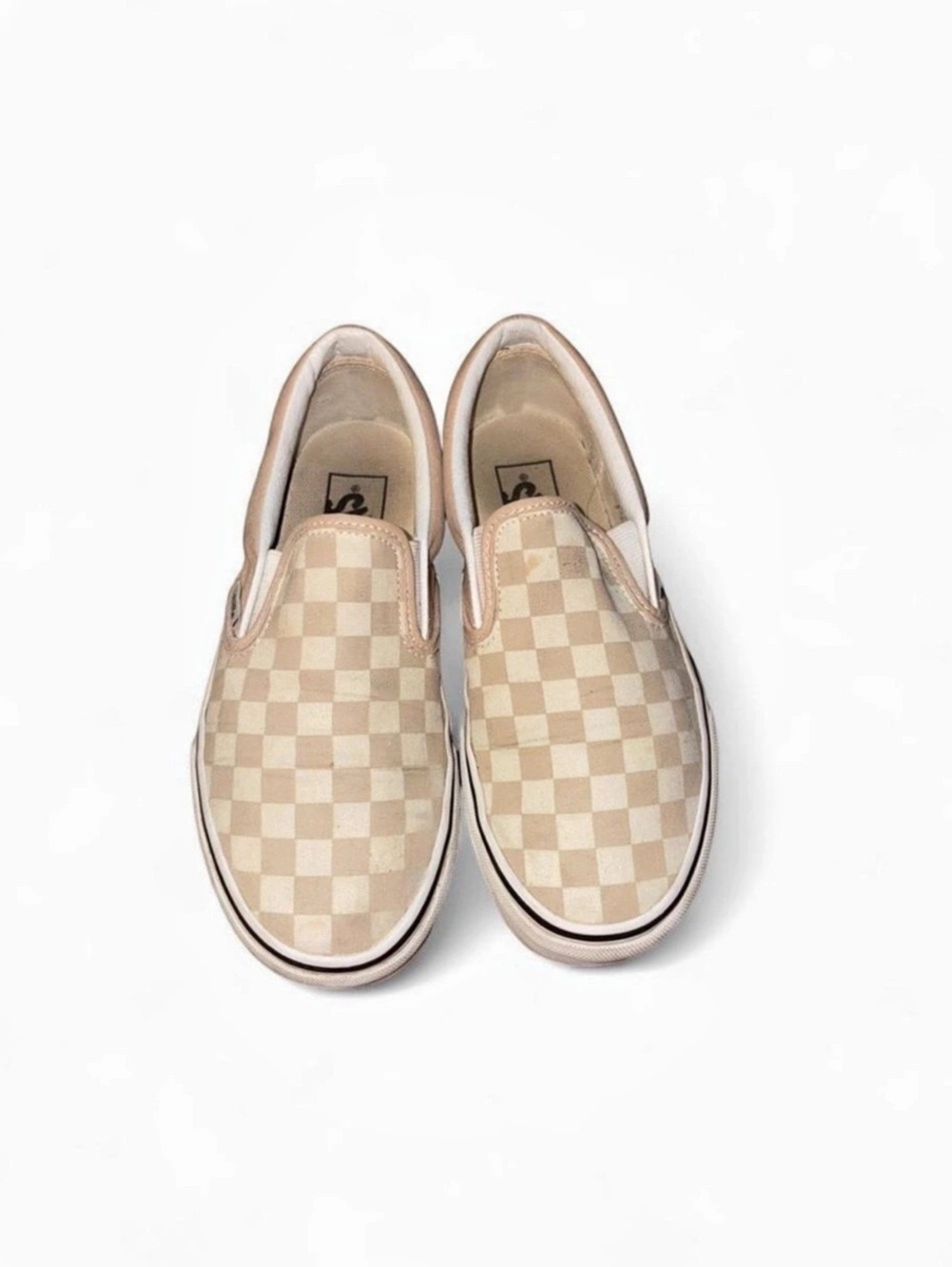 Vans Classic Slip-On Checkerboard Sneakers in Pink & Cream